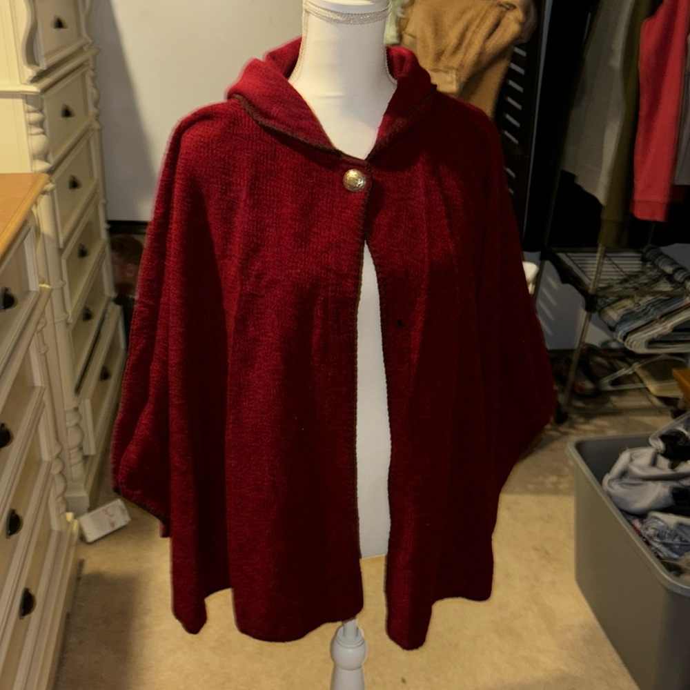 Red Hooded Poncho